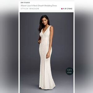 Allover Lace Stretch V-Neck Sheath Wedding Dress